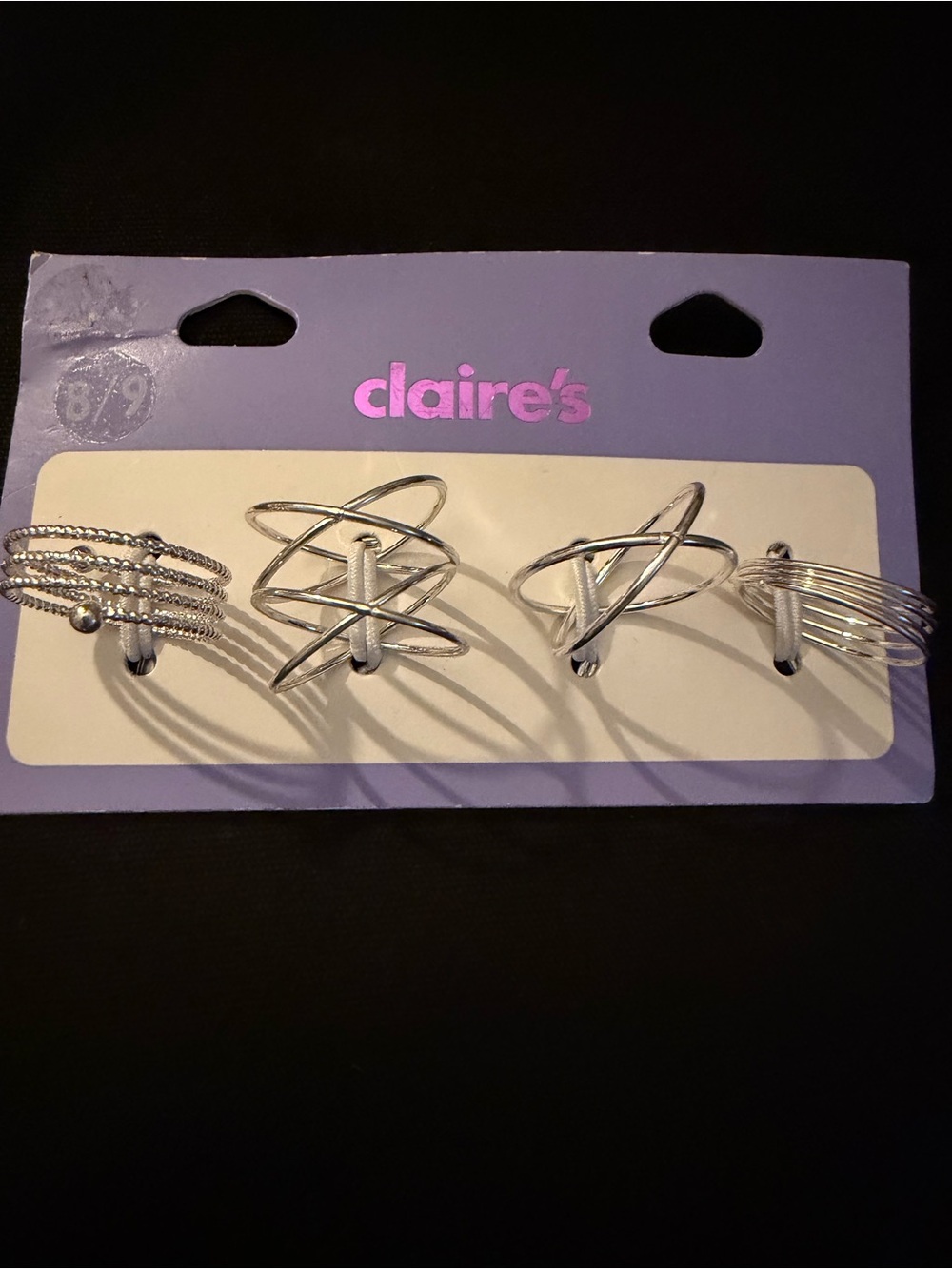 Claire's Silver-Tone Mixed Stackable Rings - 4 Pack